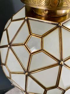 Art Deco Style Globe White Milk Brass Chandelier Pendant or Lantern - 3037752