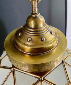 Art Deco Style Globe White Milk Brass Chandelier Pendant or Lantern - 3037753