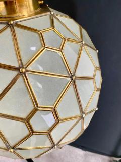 Art Deco Style Globe White Milk Brass Chandelier Pendant or Lantern - 3037754