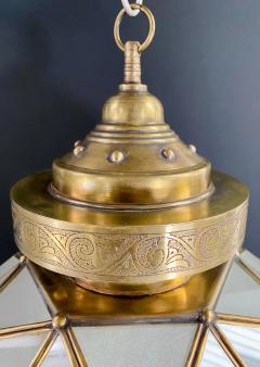 Art Deco Style Globe White Milk Brass Chandelier Pendant or Lantern - 3037756