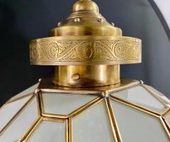 Art Deco Style Globe White Milk Brass Chandelier Pendant or Lantern - 3037757