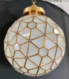Art Deco Style Globe White Milk Brass Chandelier Pendant or Lantern - 3037759