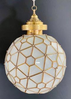 Art Deco Style Globe White Milk Brass Chandelier Pendant or Lantern - 3037760