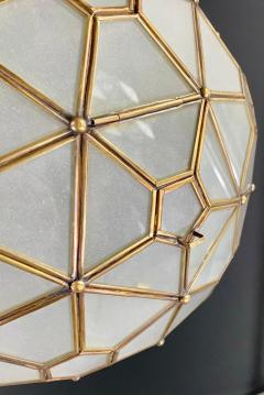 Art Deco Style Globe White Milk Brass Chandelier Pendant or Lantern - 3037761