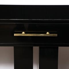 Art Deco Style Greek Key Console with Brass Pull and Drawer - 2909488