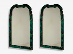 Art Deco Style Green Antiqued Beveled Glass Venetian Wall Mirrors 21st c  - 4485494