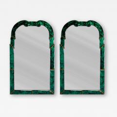 Art Deco Style Green Antiqued Beveled Glass Venetian Wall Mirrors 21st c  - 4485572