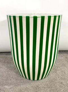 Art Deco Style Green White Cylindrical Resin Side End Table or Stool a Pair - 4047658