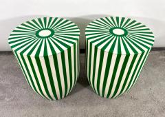 Art Deco Style Green White Resin Side End Table or Stool a Pair - 3029121