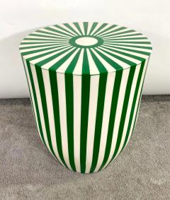 Art Deco Style Green White Resin Side End Table or Stool a Pair - 3029122