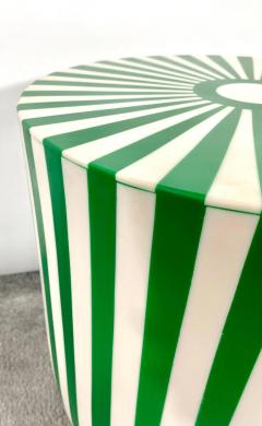 Art Deco Style Green White Resin Side End Table or Stool a Pair - 3029124
