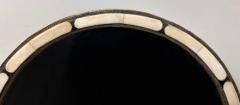 Art Deco Style Handmade White Black with Brass Inlay Round Mirror a Pair - 4022192