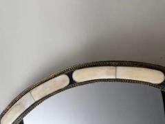 Art Deco Style Handmade White Black with Brass Inlay Round Mirror a Pair - 4022194
