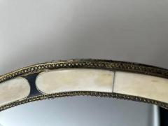 Art Deco Style Handmade White Black with Brass Inlay Round Mirror a Pair - 4022197