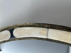 Art Deco Style Handmade White Black with Brass Inlay Round Mirror a Pair - 4022198