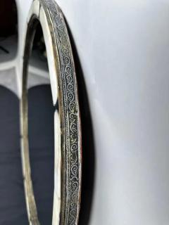 Art Deco Style Handmade White Black with Brass Inlay Round Mirror a Pair - 4022199