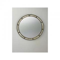 Art Deco Style Handmade White Black with Brass Inlay Round Mirror a Pair - 4022202