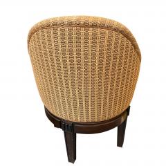 Art Deco Style Leather Horse Hair Upholstered Swivel Slipper Chair - 4762446