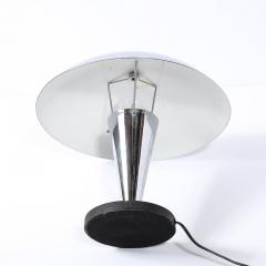 Art Deco Style Machine Age Dome Form Polished Chrome Black Enamel Table Lamp - 4465483