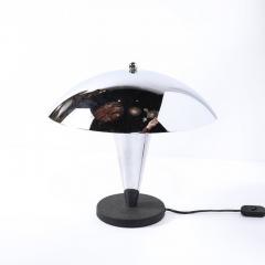 Art Deco Style Machine Age Dome Form Polished Chrome Black Enamel Table Lamp - 4465486