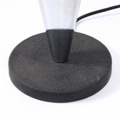 Art Deco Style Machine Age Dome Form Polished Chrome Black Enamel Table Lamp - 4465494