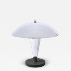 Art Deco Style Machine Age Dome Form Polished Chrome Black Enamel Table Lamp - 4465924