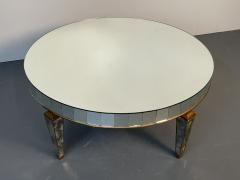 Art Deco Style Mirrored Circular Coffee Cocktail Low Table Distressed - 2994735