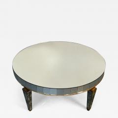 Art Deco Style Mirrored Circular Coffee Cocktail Low Table Distressed - 3018376