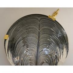 Art Deco Style Monumental Italian Black Gray White Murano Glass Flush Wall Light - 1937369