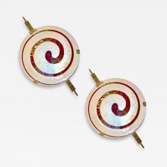 Art Deco Style Monumental Pair of Dark Red Ivory White Murano Glass  - 4334911