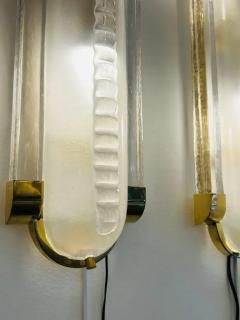 Art Deco Style Pair of Brass and Murano Glass Sconces - 3877522