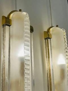 Art Deco Style Pair of Brass and Murano Glass Sconces - 3877527