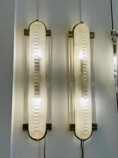 Art Deco Style Pair of Brass and Murano Glass Sconces - 3877528