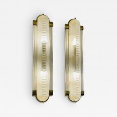 Art Deco Style Pair of Brass and Murano Glass Sconces - 3881232