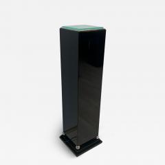 Art Deco Style Pedestal with Lighting in Black Lacquer Chrome and Glass - 4029090