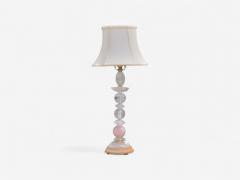 Art Deco Style Pink Rock Crystal Brass Table Lamps France 1960s - 4207235