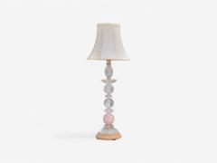 Art Deco Style Pink Rock Crystal Brass Table Lamps France 1960s - 4207237
