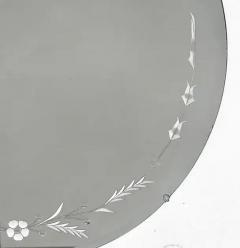 Art Deco Style Round Etched Wheel Cut Glass Mirror c1940 - 4106716