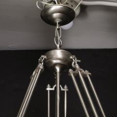 Art Deco Style Satin Nickel Alabaster Pendant Chandelier - 3976172