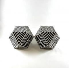 Art Deco Style Sculptural Resin Black and White Side or End Table a Pair - 4022784