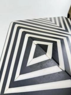 Art Deco Style Sculptural Resin Black and White Side or End Table a Pair - 4022792