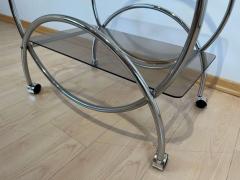Art Deco Style Serving Trolley or Bar Cart Chrome and Glass Germany circa 1970 - 2737168