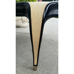 Art Deco Style Shagreen Ebony Cocktail or Round Coffee Table - 3511017