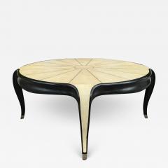 Art Deco Style Shagreen Ebony Cocktail or Round Coffee Table - 3514670