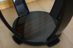 Art Deco Style Side Table Gueridon Macassar and Black Lacquer - 1071122