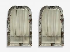 Art Deco Style Silver Antiqued Beveled Glass Venetian Wall Mirrors 21st C  - 4399344