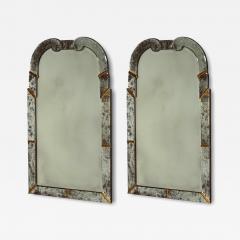 Art Deco Style Silver Antiqued Beveled Glass Venetian Wall Mirrors 21st C  - 4400965