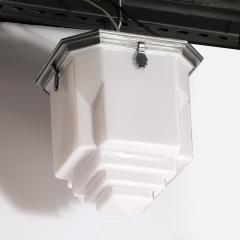 Art Deco Style Skyscraper Form Molded Milk Glass Chandelier W Aluminum Fittings - 4162151