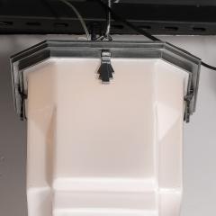 Art Deco Style Skyscraper Form Molded Milk Glass Chandelier W Aluminum Fittings - 4162154