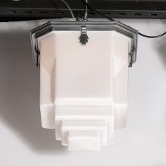 Art Deco Style Skyscraper Form Molded Milk Glass Chandelier W Aluminum Fittings - 4162158